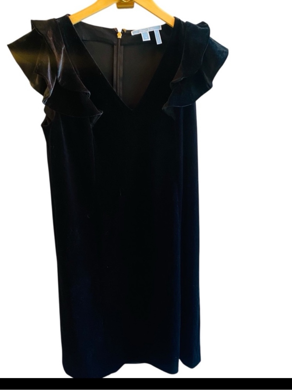 Draper James Black Velvet Ruffle Cap Sleeve Whimsigoth Dress size 4